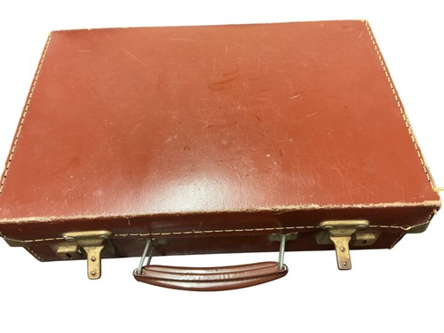 Vintage brown suitcase with - brown,