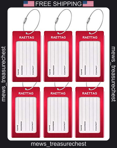 Metal luggage tags pack red - metal,